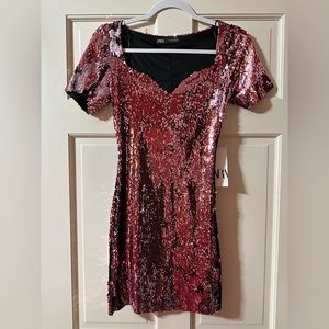 Zara pink sequin mini dress. XS